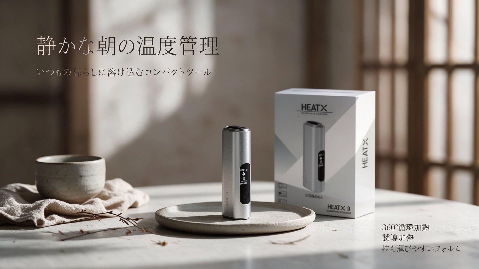 HEATX-3.0 静かな朝の温度管理 - 360°循環加熱・誘導加熱・持ち運びやすいフォルム
